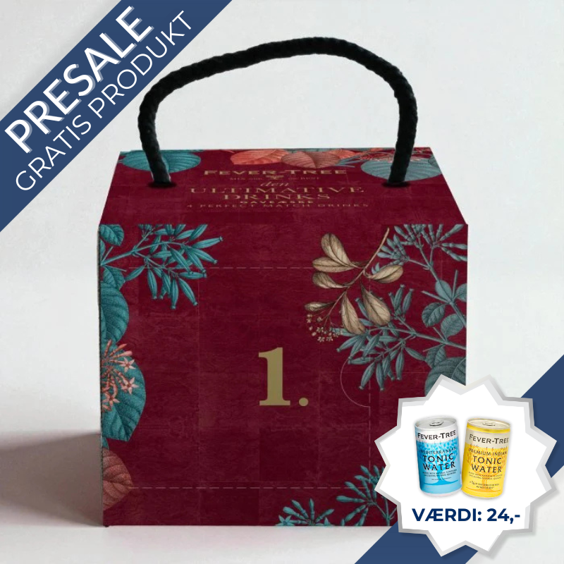 Fever-Tree adventskalender – kvadratisk drink-kalender med 4 låger, hver med 5 cl spiritus og 15 cl Fever-Tree mixer til lækre cocktails.