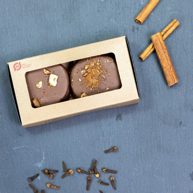 Ankers konfekt-brunkager med mælkechokolade i Anker Chokolades originale æske