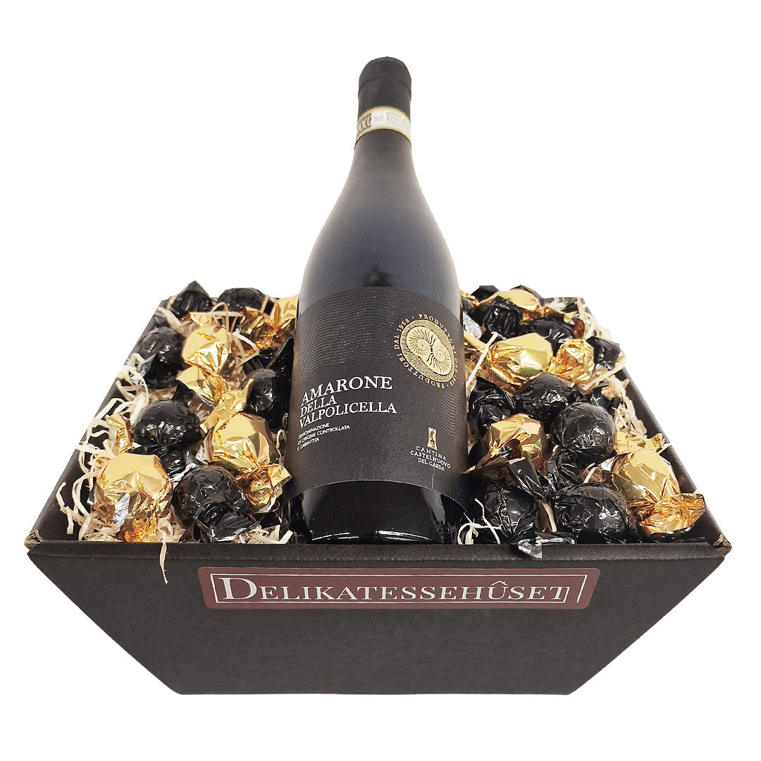 Gavekurv - vingave med Valpolicella Amarone og chokolade