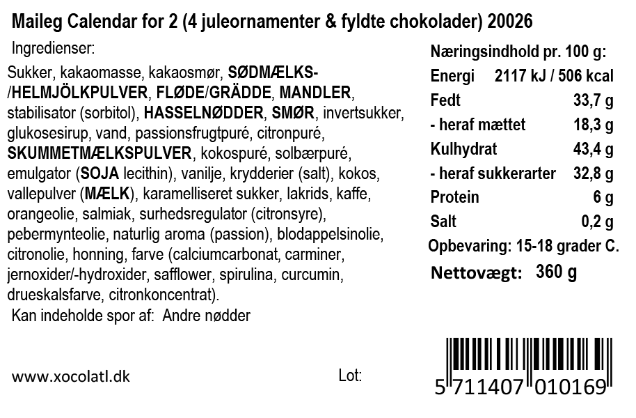 Xocolatl x Maileg julekalender – Chokolade og julepynt