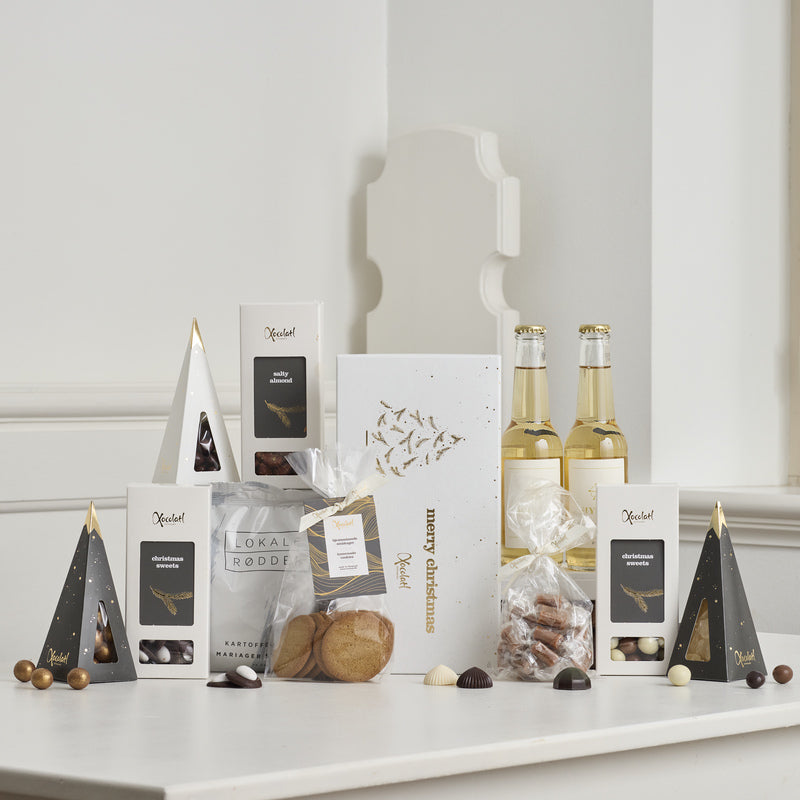 Julekasse med chokolade og salte snacks til jul – Xocolatl Winternight