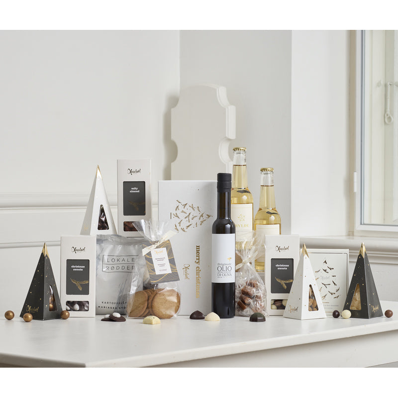 Julekasse med olivenolie og søde specialiteter til jul – Xocolatl Winternight