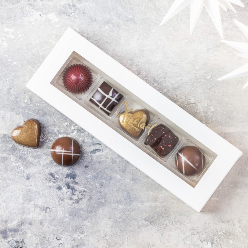Xocolatl gaveæske med 5 fyldte chokolader