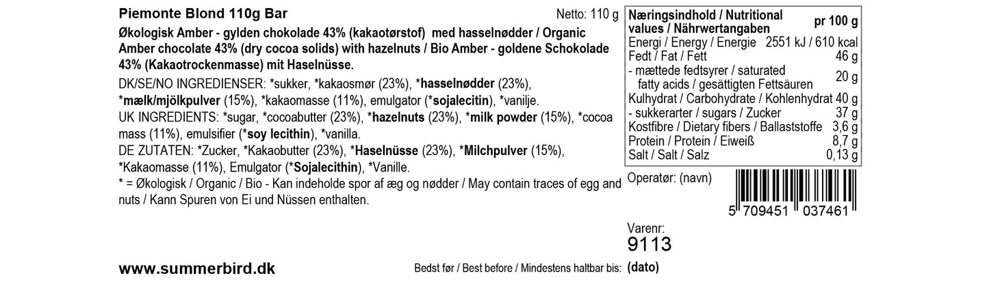 Chokoladeplade, Piemonte Blond fra Summerbird
