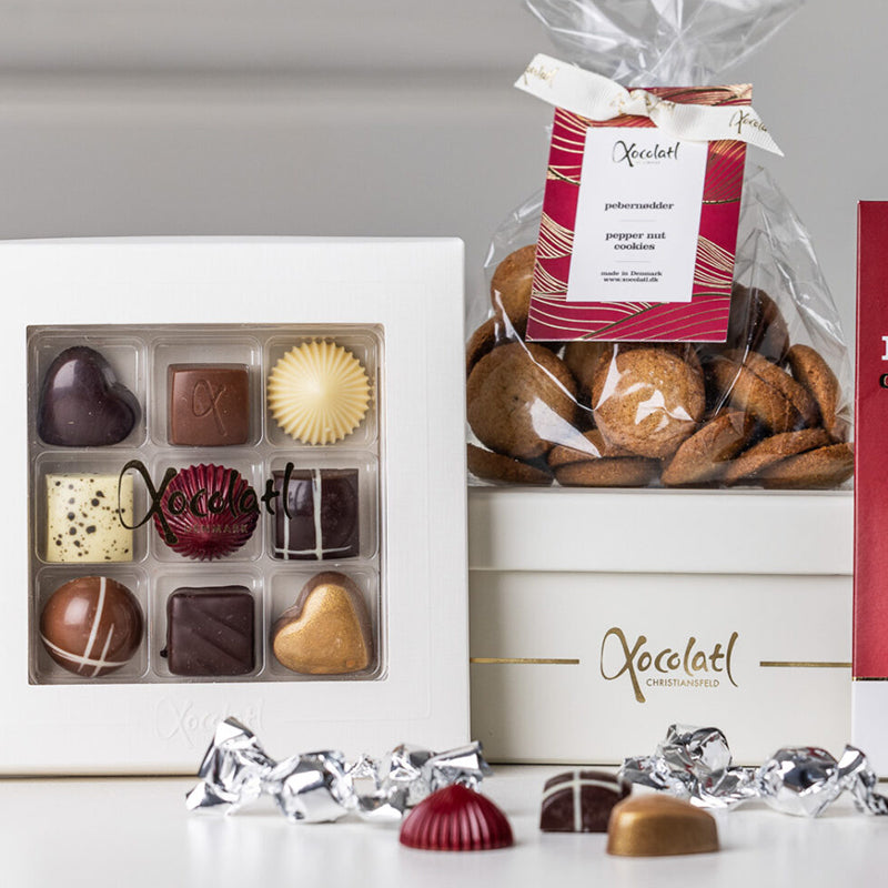 Gaveæske med forskellige jule´lækkerier fra Xocolatl
