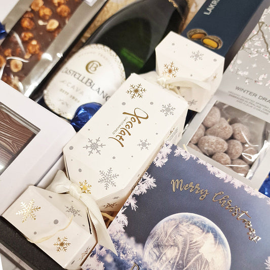 Julekurv med Cava bobler og chokolade