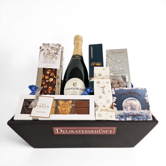 Julekurv med Cava bobler og chokolade