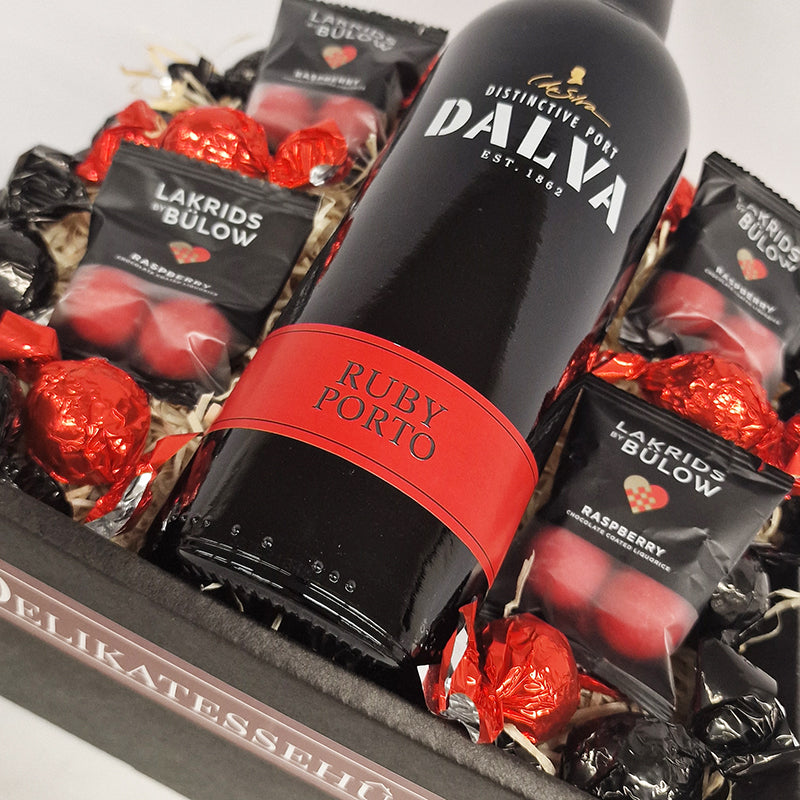 Gavekurv med portvin, lakrids og chokolade