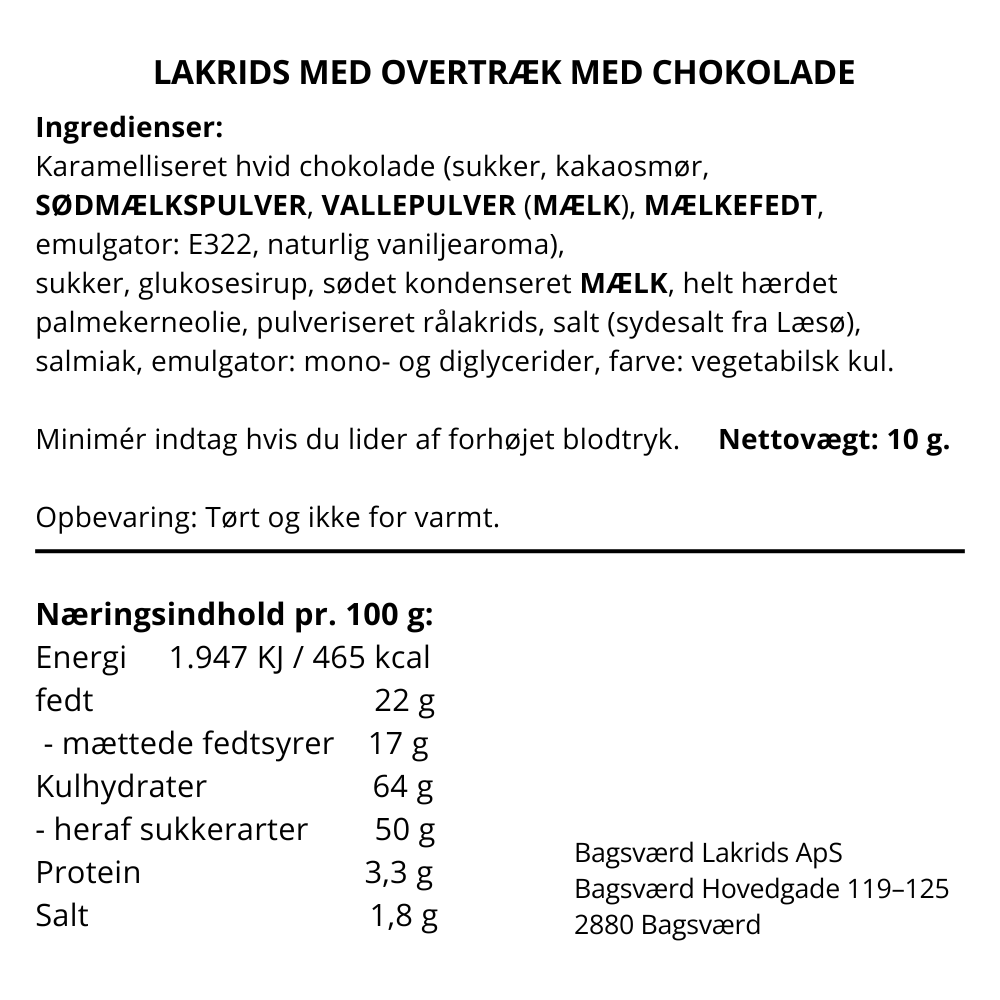 'bare fordi' - lakrids med chokolade fra Bagsværd Lakrids