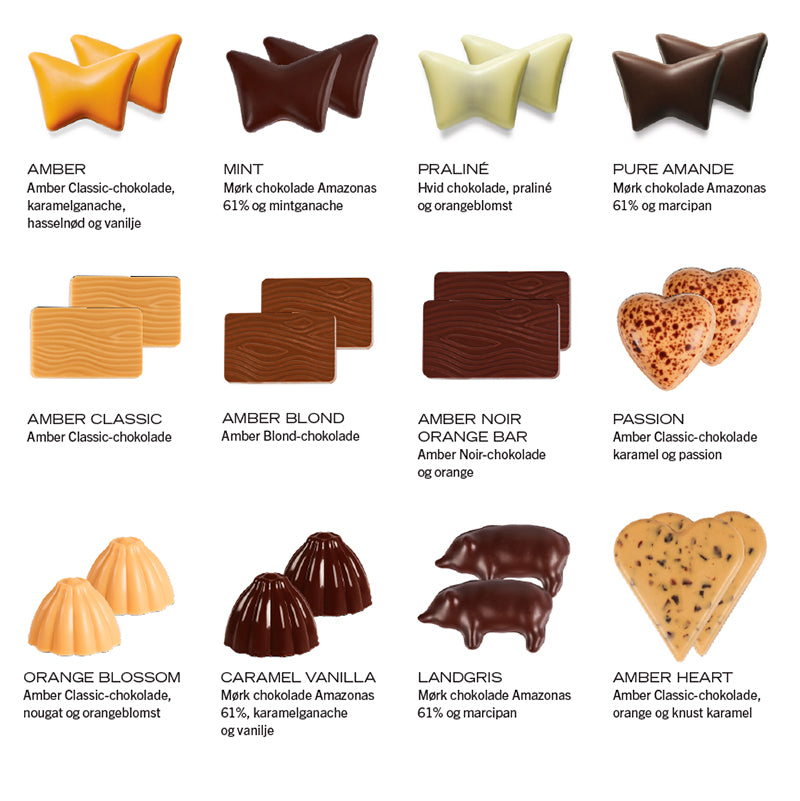 Summerbird Refill julekalender med 48 økologiske, nummererede chokolader i mørk og Amber – perfekt som genopfyldning eller lav-selv pakkekalender.