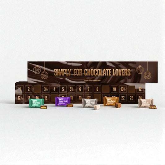 Julekalender fra Simply Chocolate. Simply for Chocolate Lovers. Bestil online ved Delikatessehuset.