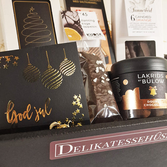 Julekurv - smuk gavekurv med danske luksuslækkerier