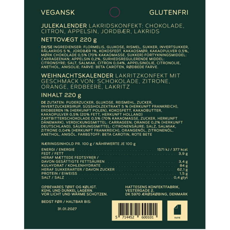 Hattesens julekalender med 2,5 meter lakridskonfekt