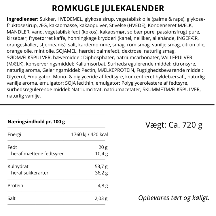Julekalender med Romkugler, Reserved Chocolate