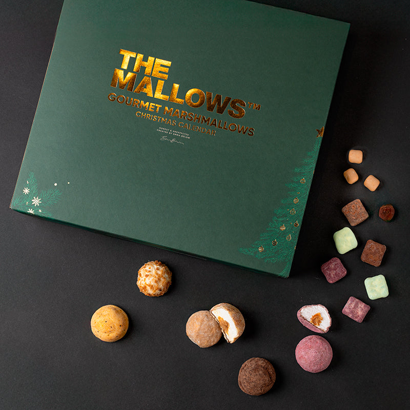 Julekalender The Mallows Mix med skumfiduser. Find den hos Delikatessehuset.