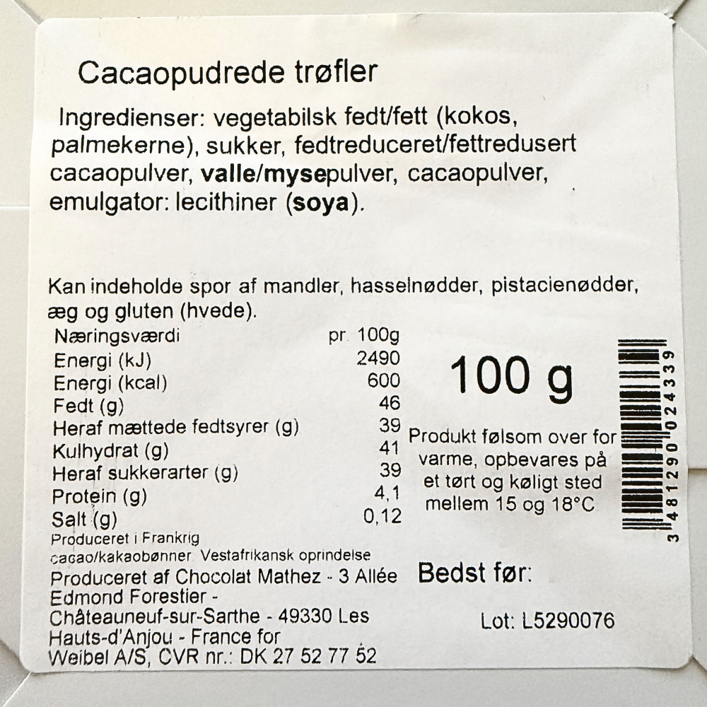 Franske Chokoladetrøfler (Guld) - 100 g.