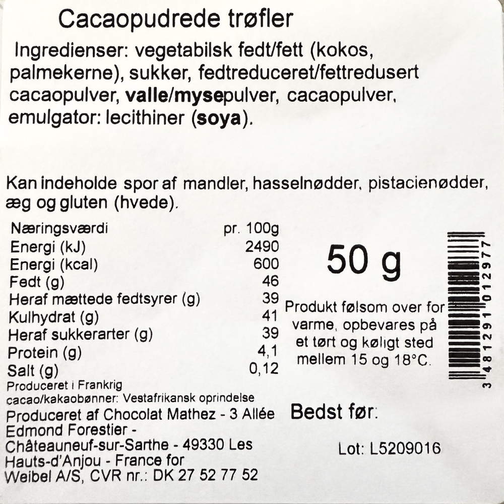Franske Chokoladetrøfler (Guld) - 50 g.