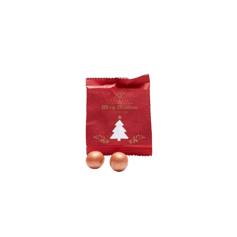 Juleflowpack med karamelliserede chokoladedragéer fra Aalborg Chokoladen