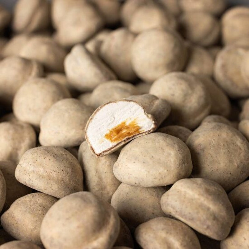 Nærbillede af karamelkerne i The Mallows kaffe-skumfiduser