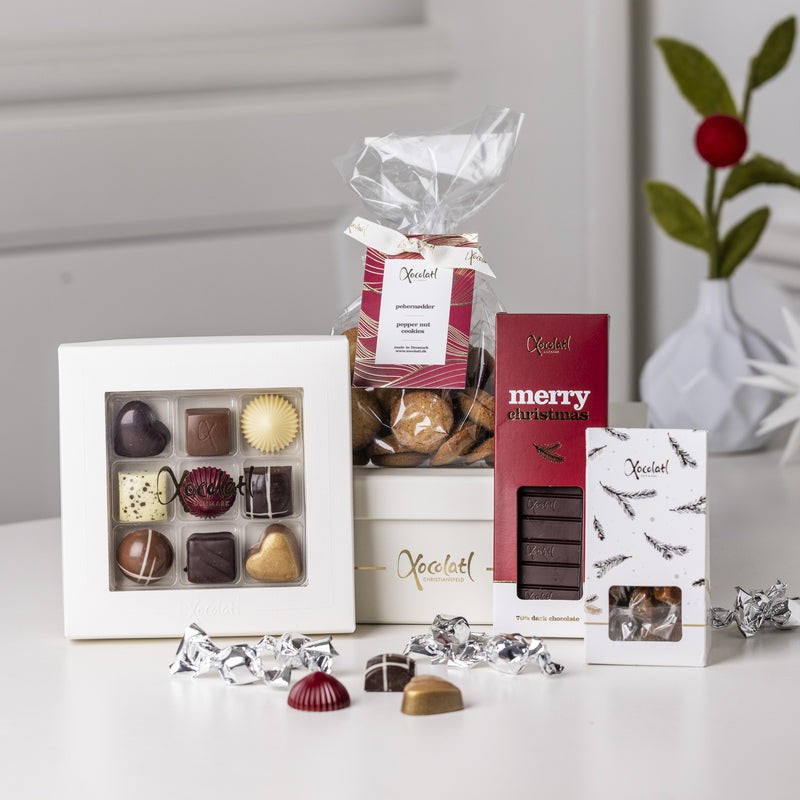 Xocolatl Christmas Box Red i juleæske på 300 g