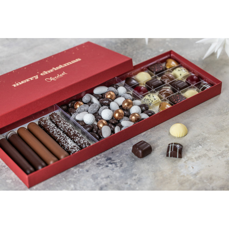 Xocolatl Merry Cherry 16 Marzipan Mix i juleæske på 555 g
