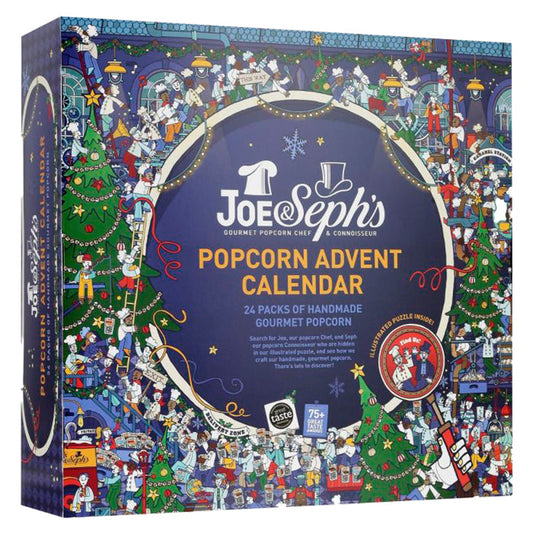 Julekalender med karamelliserede popcorn fra Joe & Sephs